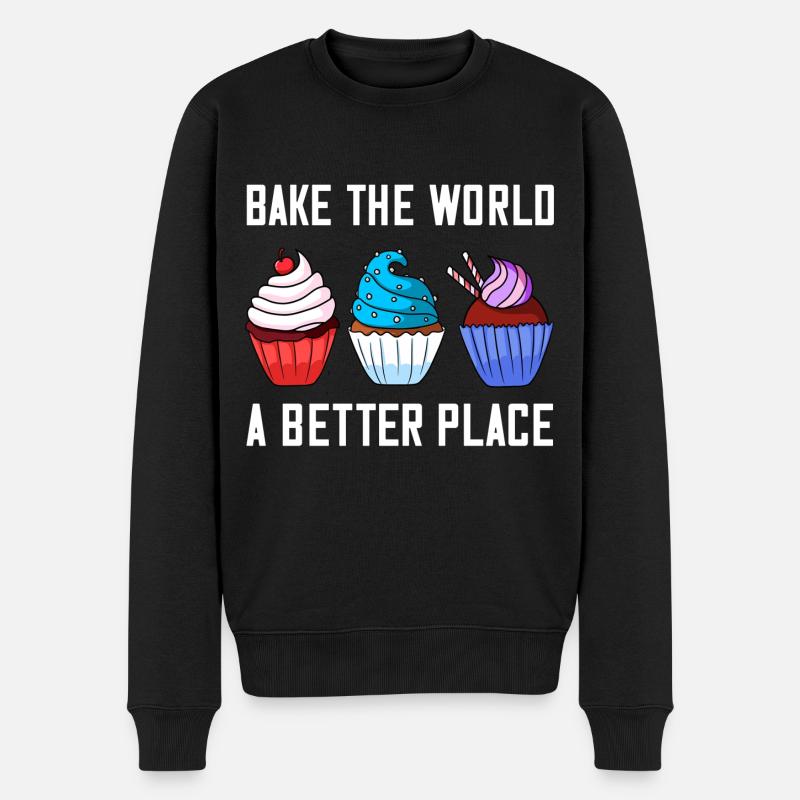 Cupcake Backen Bäckerei Bäcker Kuchen - Männer Premium Bio Pullover - Schwarz