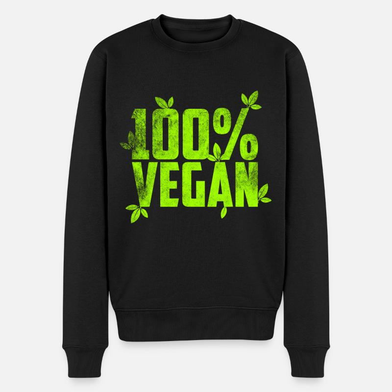 Vegan - Männer Premium Bio Pullover - Schwarz