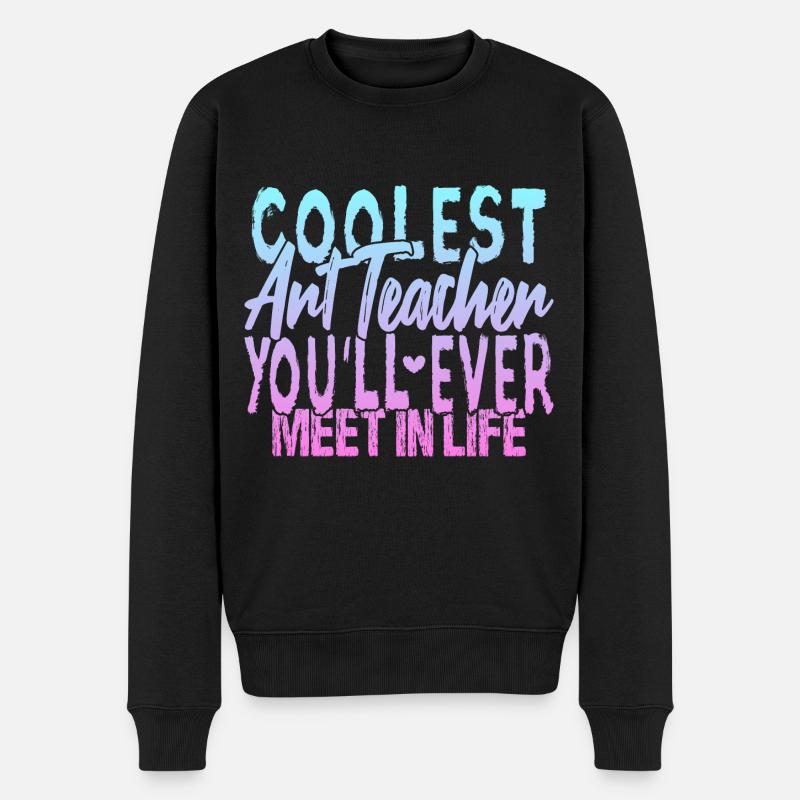 Der coolste Kunstlehrer - Männer Premium Bio Pullover - Schwarz