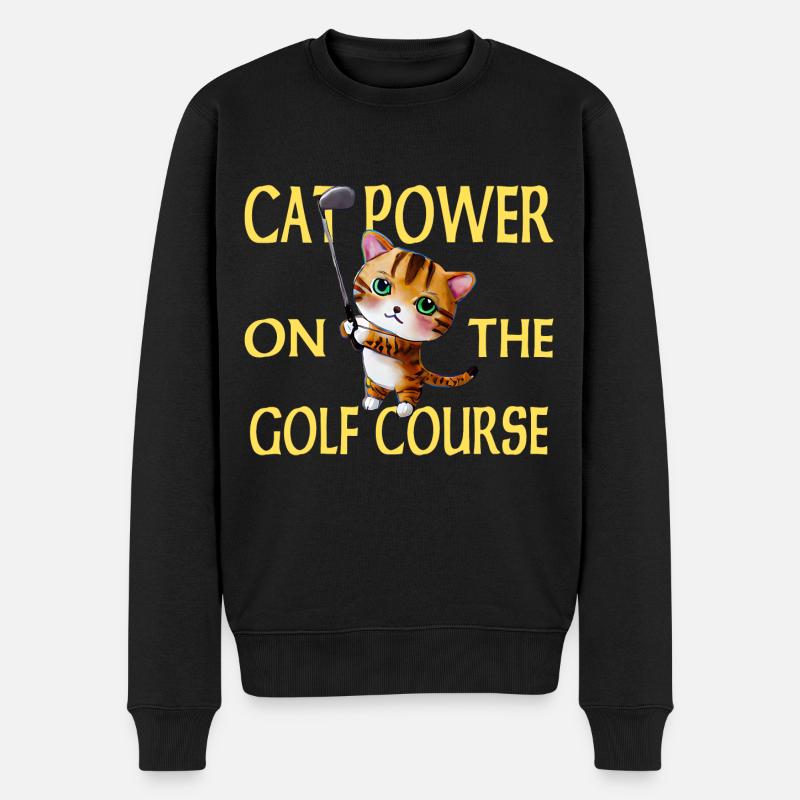 Golf Katze - Männer Premium Bio Pullover - Schwarz