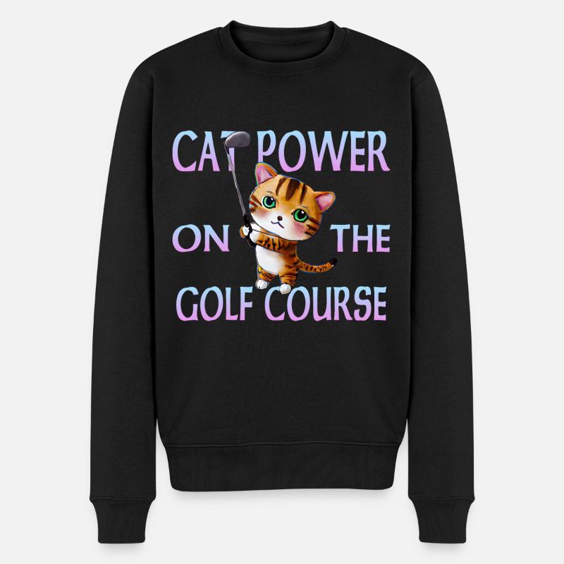 Golf Katze - Männer Premium Bio Pullover - Schwarz