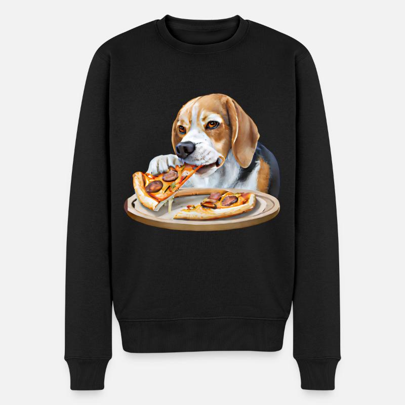Pizza-liebender Beagle - Männer Premium Bio Pullover - Schwarz