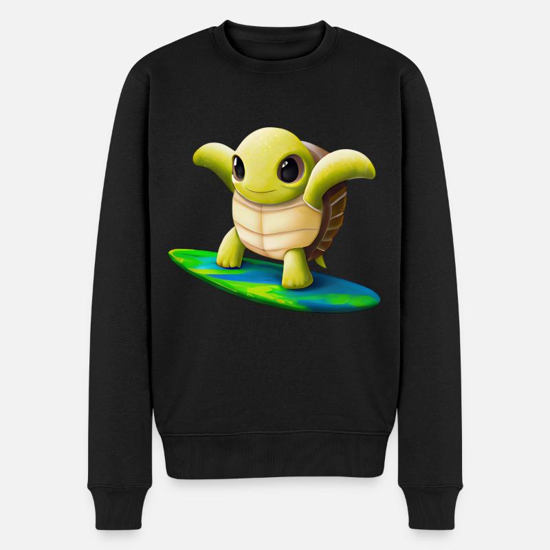Surfing turtle - Men's Premium Organic Jumper - black