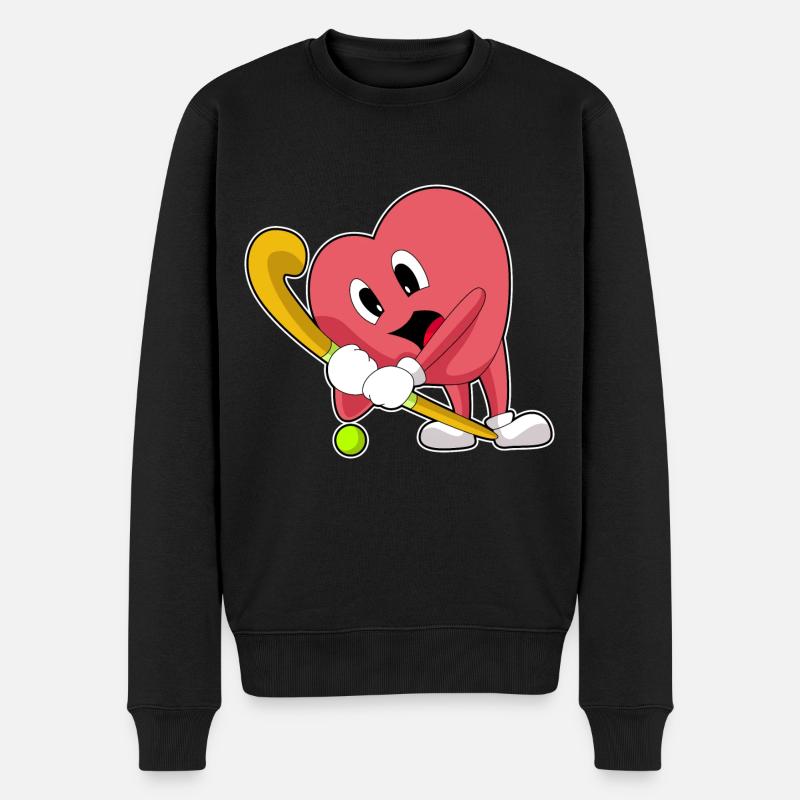 Herz Hockey Hockeyschläger - Männer Premium Bio Pullover - Schwarz