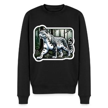 Schneeleopard Leopard Weißer Leopard - Männer Premium Bio Pullover - Schwarz - Vorne - Nico (187cm)