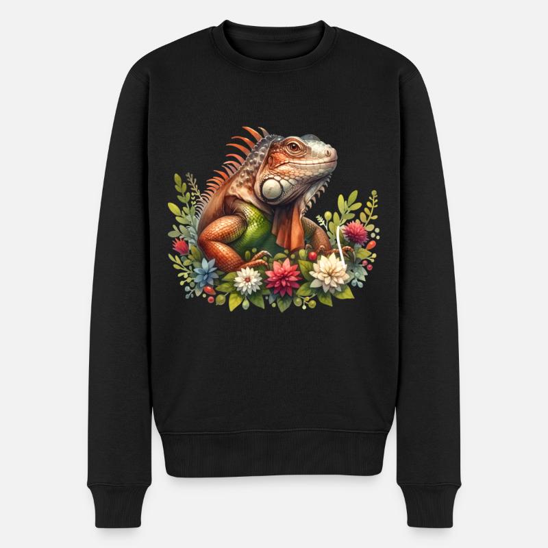 Leguan - Männer Premium Bio Pullover - Schwarz