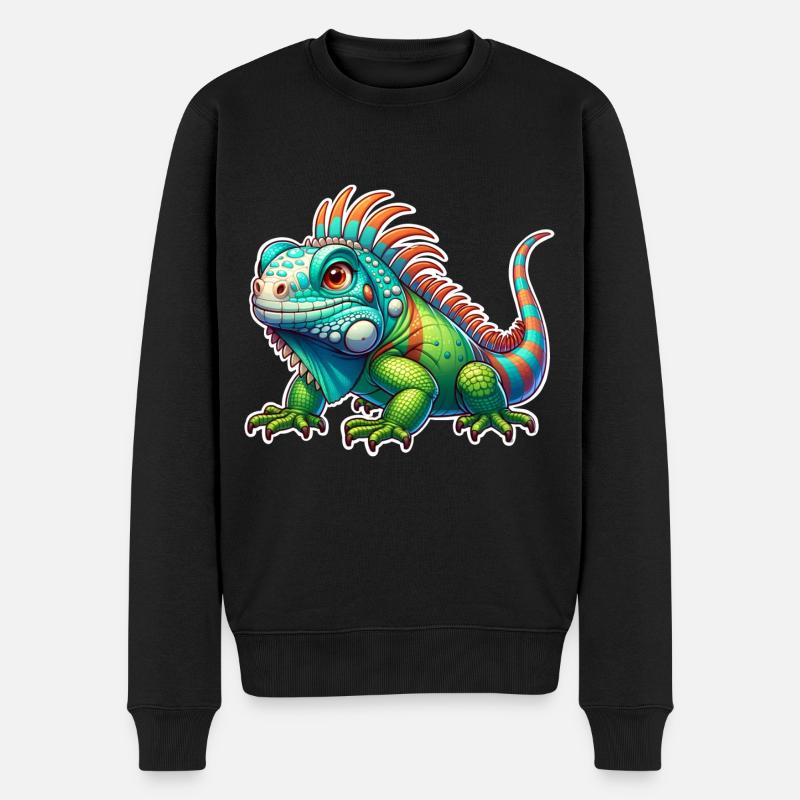 Leguan - Männer Premium Bio Pullover - Schwarz