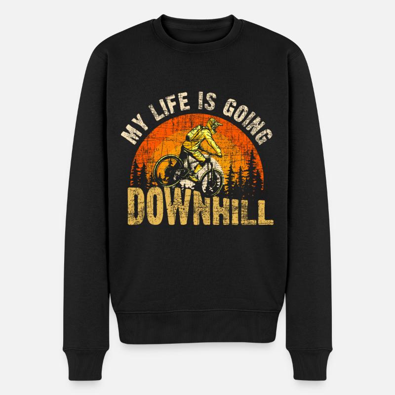 Downhill-Radfahren Mountainbike Geschenk - Männer Premium Bio Pullover - Schwarz