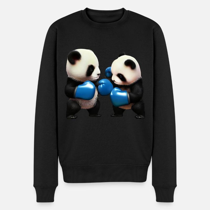 Kämpfende Panda Bären - Männer Premium Bio Pullover - Schwarz
