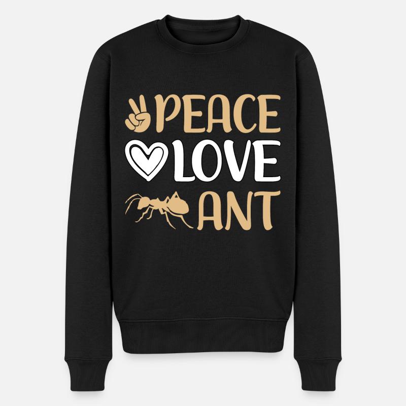 Peace Love Ant - Männer Premium Bio Pullover - Schwarz