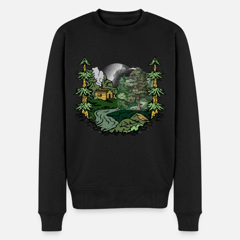 Forêt, Cabane, Nature, Habitant De La Forêt, Amoureux De La Nature - Pull Premium bio Homme - noir