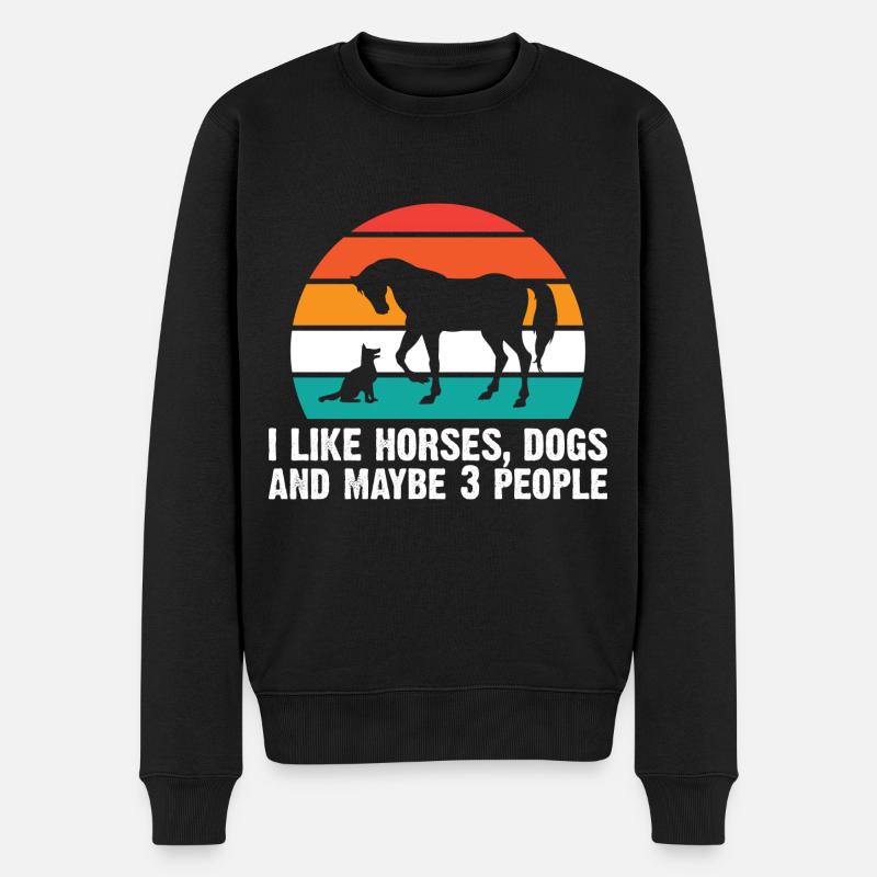 Pferdeliebhaber Reiten Reiten - Männer Premium Bio Pullover - Schwarz