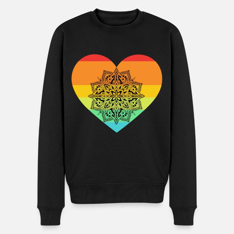 Regernbogen Coeur Coeur Mandala - Pull Premium bio Homme - noir