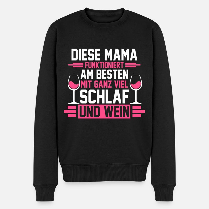 Mama Wein - Männer Premium Bio Pullover - Schwarz