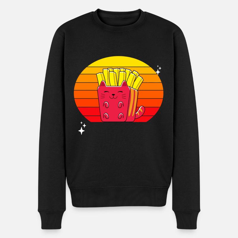 Chats Frites Coucher de soleil - Pull Premium bio Homme - noir