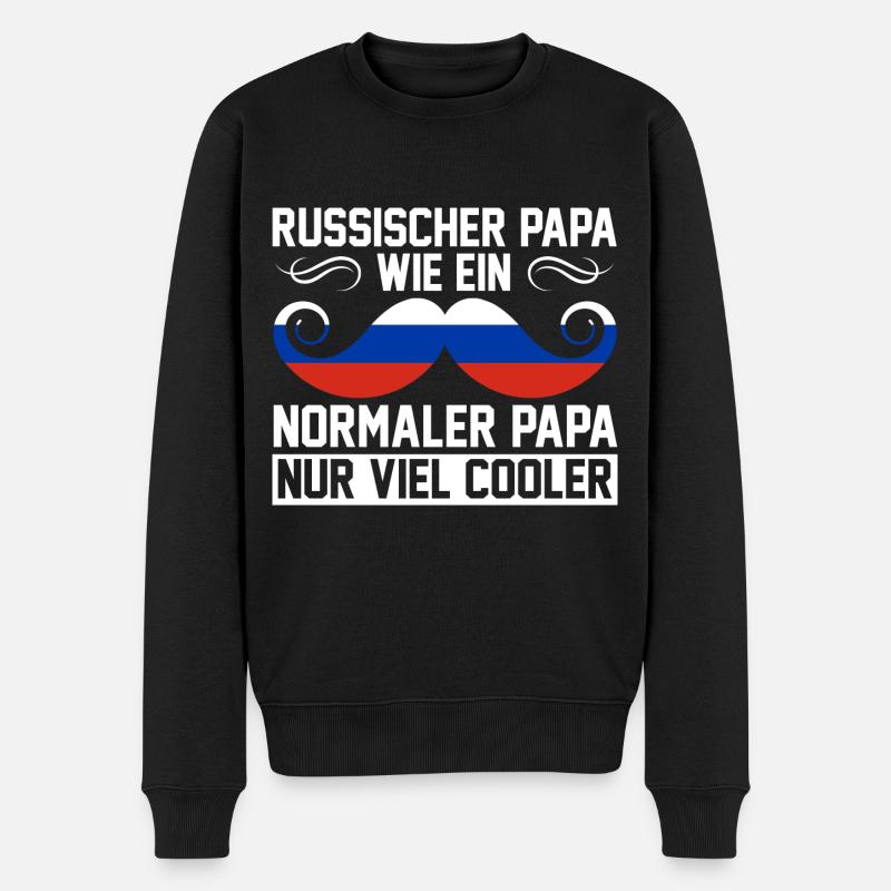 Russischer PApa Russe Russen Vater Vatertag Russla - Männer Premium Bio Pullover - Schwarz