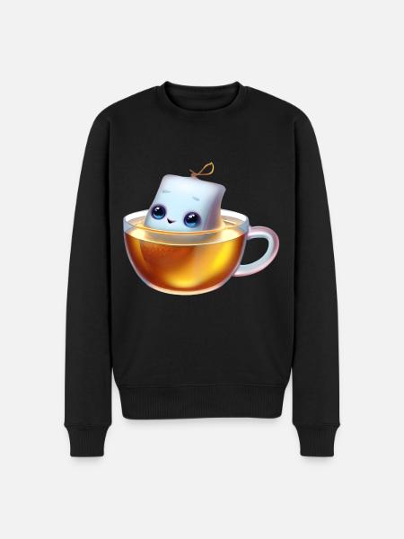 Genießerischer Teebeutel - Männer Premium Bio Pullover - Schwarz