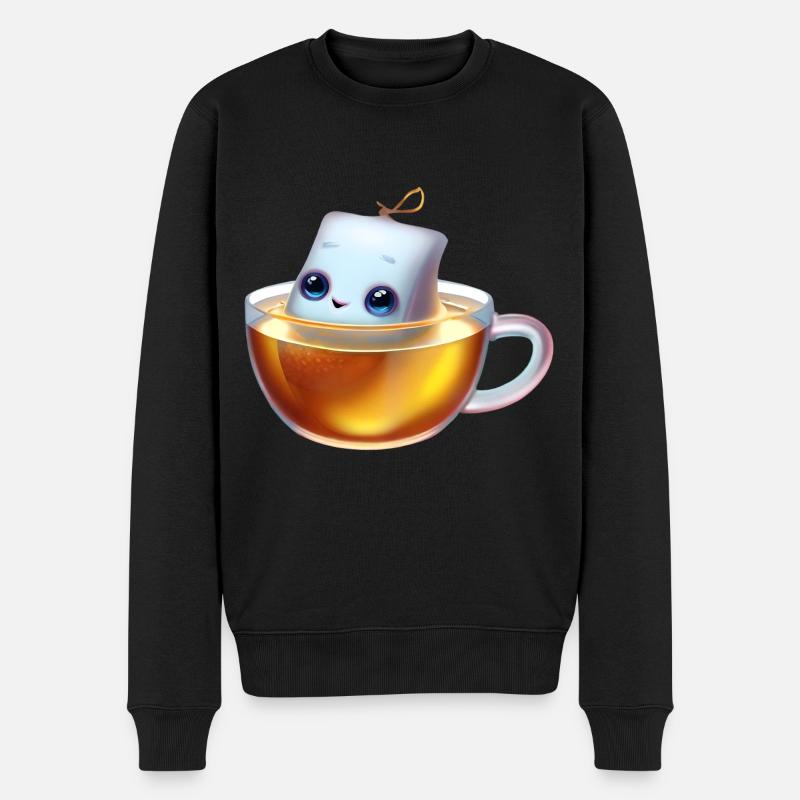 Genießerischer Teebeutel - Männer Premium Bio Pullover - Schwarz
