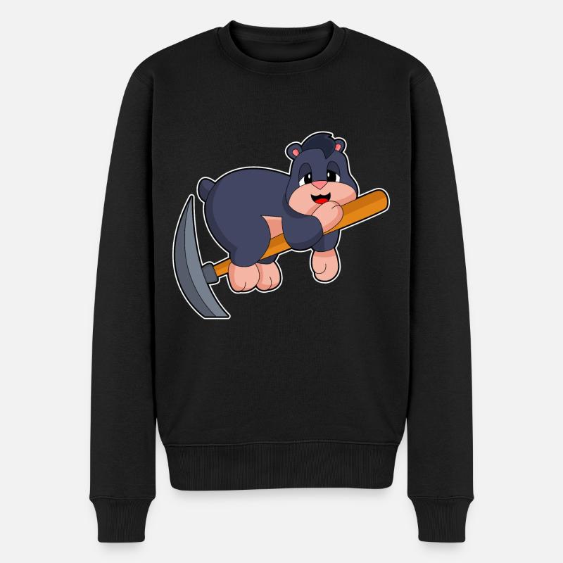 Mole Miner Pickaxe - Men's Premium Organic Jumper - black