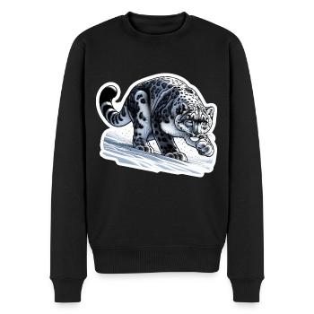 Schneeleopard Leopard Weißer Leopard - Männer Premium Bio Pullover - Schwarz - Vorne - Nico (187cm)