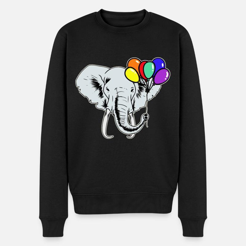 Elefanten Elefant Luftballons Regenbogen LGBT - Männer Premium Bio Pullover - Schwarz