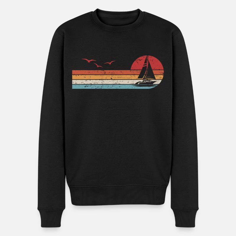 Retro Segeln Segler Segelboot Kapitän - Männer Premium Bio Pullover - Schwarz