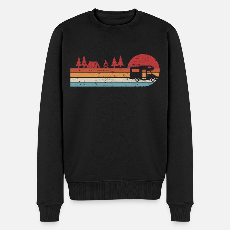 Retro Camping Wohnmobil Caravan Camper - Männer Premium Bio Pullover - Schwarz