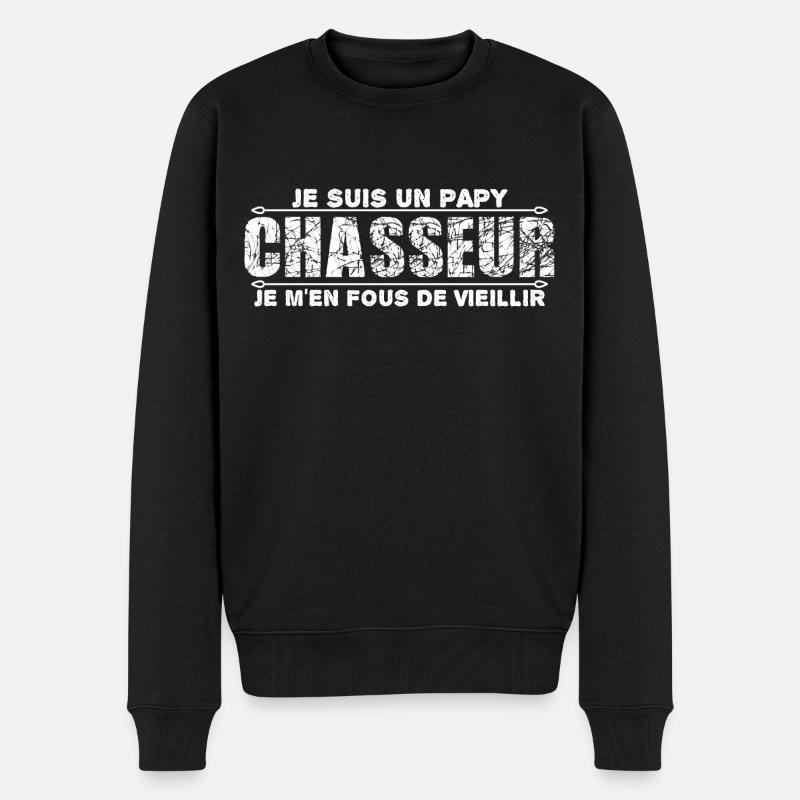 e suis un papy chasseur cadeau grand-père. - Pull Premium bio Homme - noir