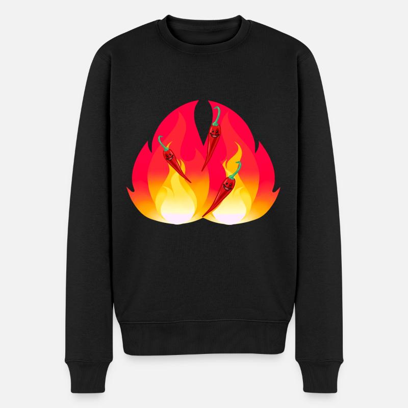 Feuriger Chilli schaft Gewürze Speise gesund - Männer Premium Bio Pullover - Schwarz