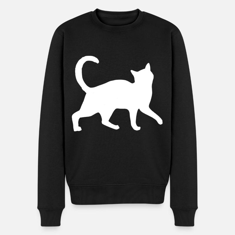 Weiße Katze - Männer Premium Bio Pullover - Schwarz