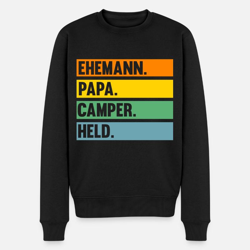 Papa Vater Wohnmobil Wohnwagen Caravan Camping Cam - Männer Premium Bio Pullover - Schwarz