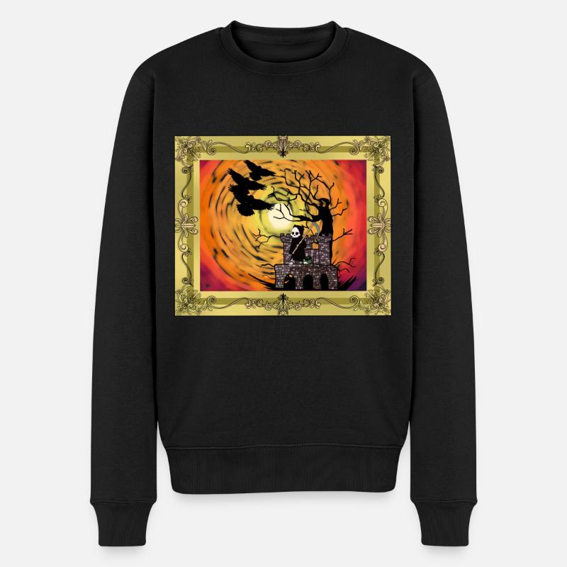 Mittelalter Burg Geisterstunde Halloween Horror - Männer Premium Bio Pullover - Schwarz
