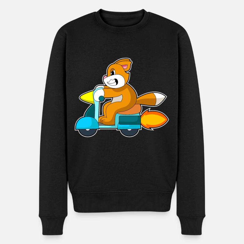 Katze Motorroller - Männer Premium Bio Pullover - Schwarz