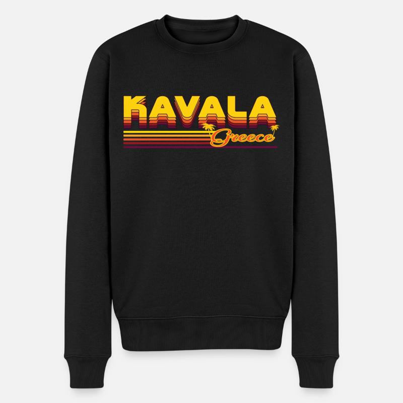 Kavala : design rétro côtier - Pull Premium bio Homme - noir
