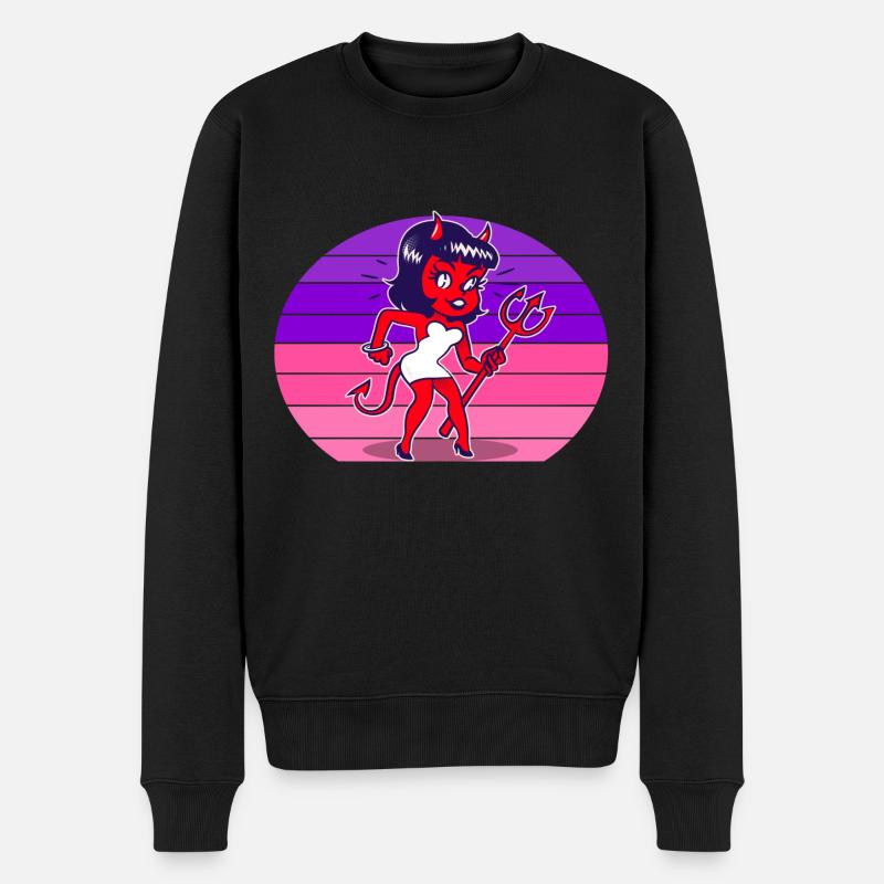 Teufel Frau Sonnenuntergang - Männer Premium Bio Pullover - Schwarz