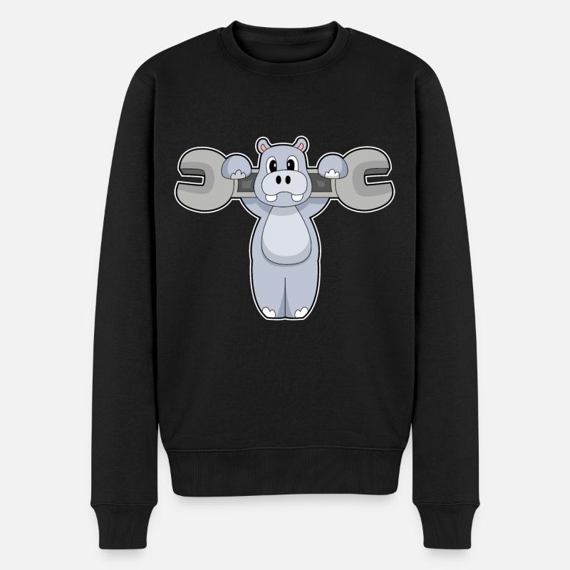Clé mécanique hippopotame - Pull Premium bio Homme - noir