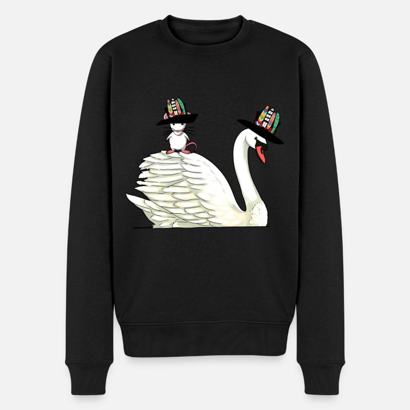 Schwan Maus Nager Vogel Hippie Freunde Tiere Kind - Männer Premium Bio Pullover - Schwarz