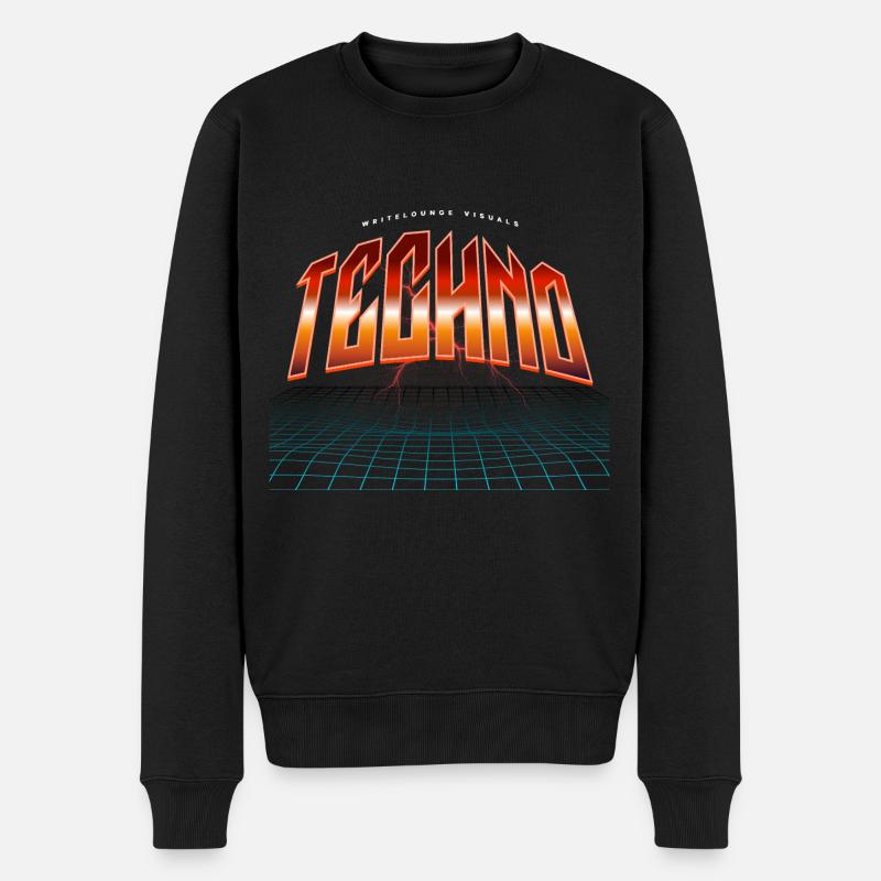 Techno - Männer Premium Bio Pullover - Schwarz