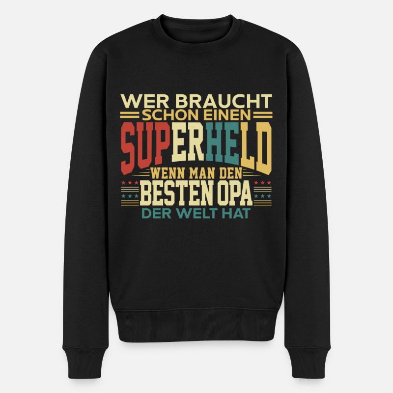 Bester Opa der Welt Großvater Herren - Männer Premium Bio Pullover - Schwarz