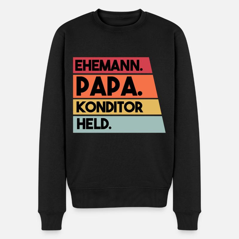 Ehemann Papa Konditor Held - Männer Premium Bio Pullover - Schwarz