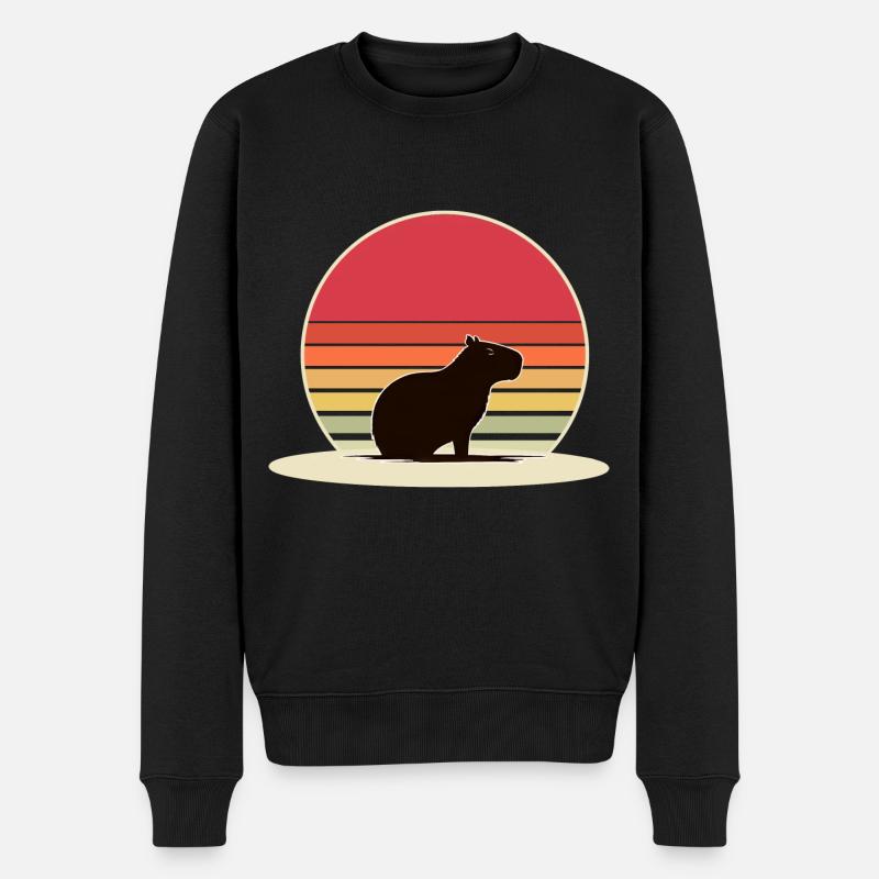 Capybara - Männer Premium Bio Pullover - Schwarz