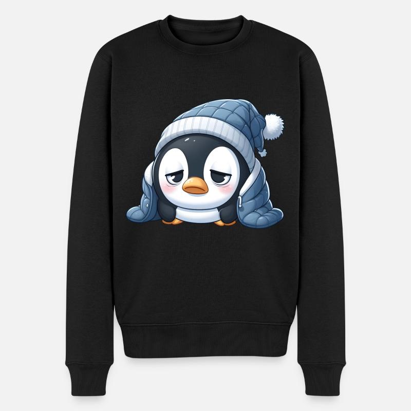 Müder Pinguin - Männer Premium Bio Pullover - Schwarz