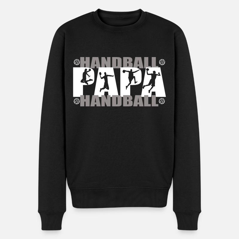 Handball Papa - Männer Premium Bio Pullover - Schwarz