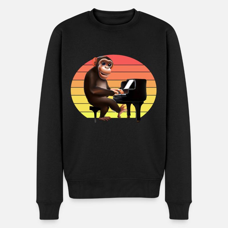 Singe au piano - Pull Premium bio Homme - noir