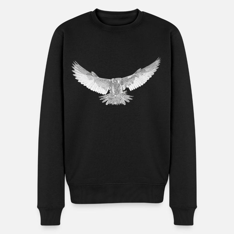 Falke gezeichnet - Männer Premium Bio Pullover - Schwarz