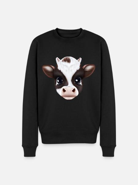 Cute cow face - Farm - Men's Premium Organic Jumper - black