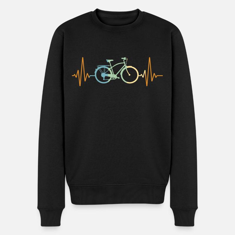 Fahrrad Fahrradfahrer Herzschlag - Männer Premium Bio Pullover - Schwarz