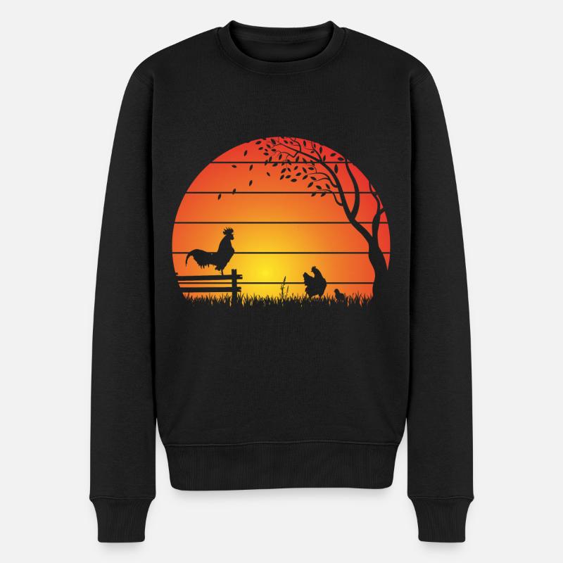 Poulets Coucher de soleil - Pull Premium bio Homme - noir