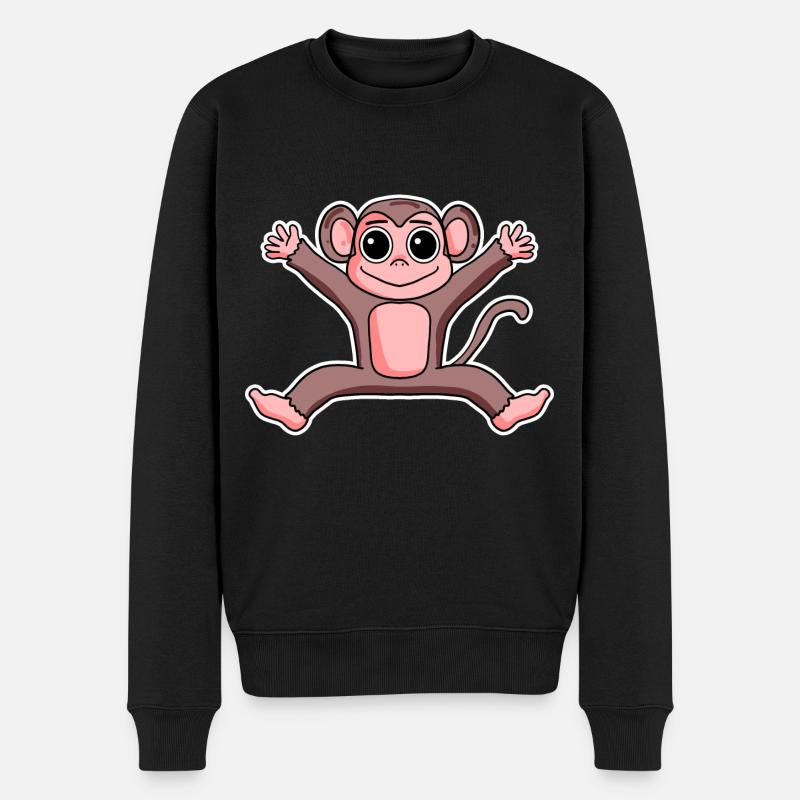 Affe - Männer Premium Bio Pullover - Schwarz