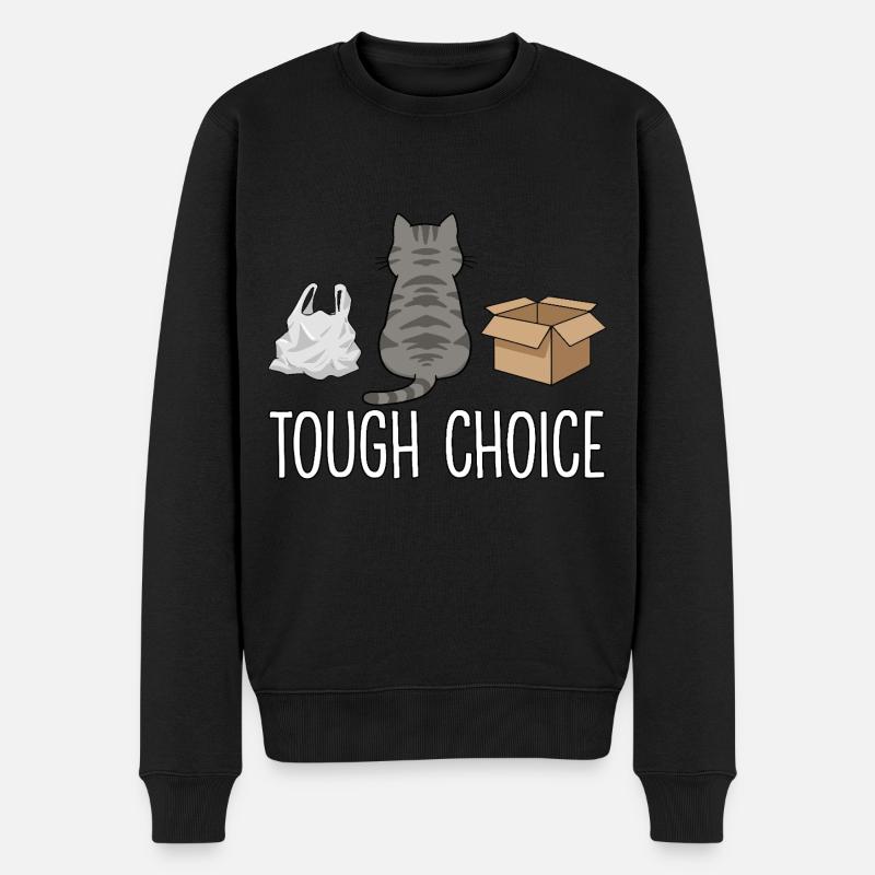 Harte Wahl Lustiger Katzenspruch - Männer Premium Bio Pullover - Schwarz